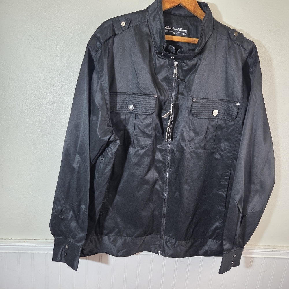 Knockout Jeans 3XLB Black Zip Jacket Big Tall NWT Military Style - Picture 2 of 13